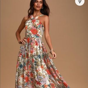 Lulu’s Lilja cream floral print maxi dress